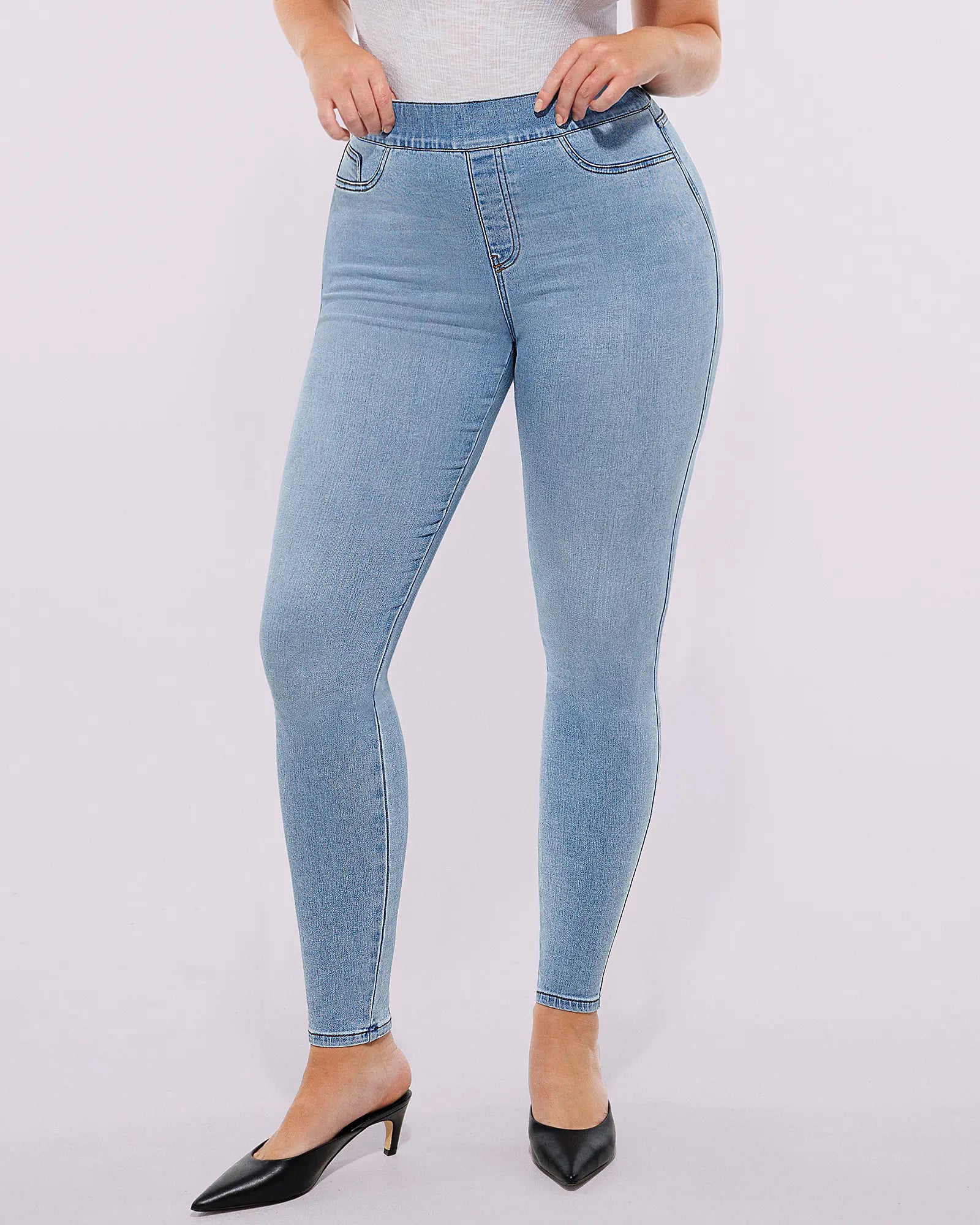 Bare Essentials™ High-Waisted Padded Hip Skinny Jeans