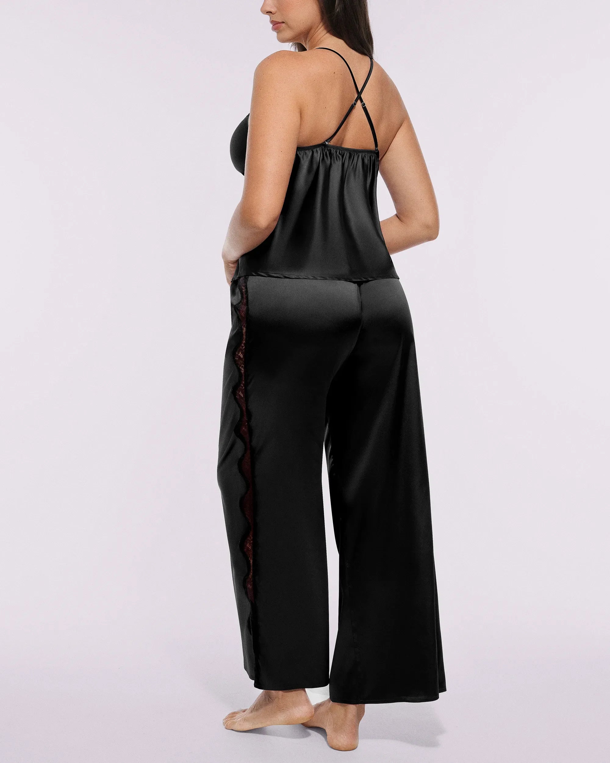 Bare Essentials™ Satin Lace Pajama Pants Set