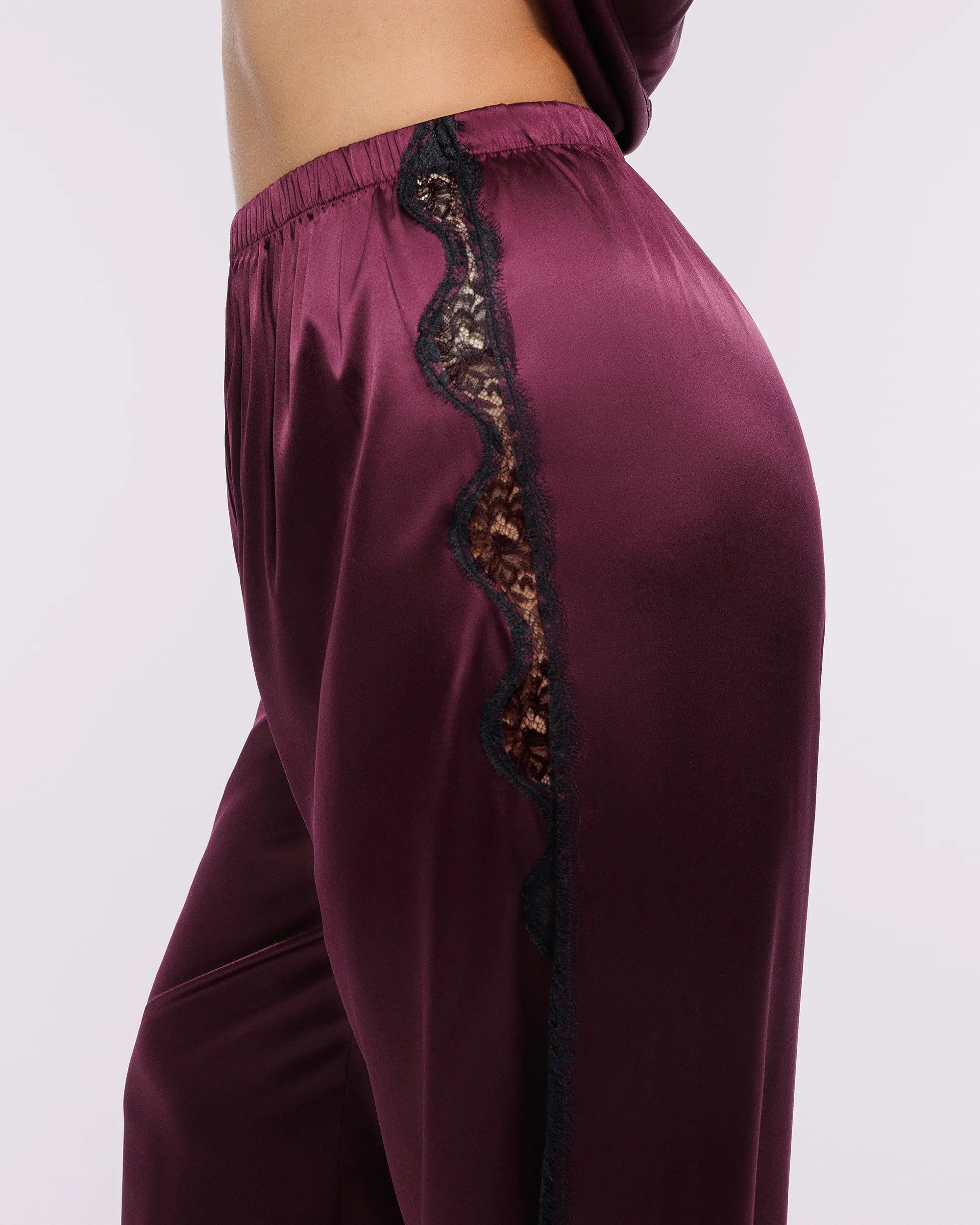 Bare Essentials™ Satin Lace Pajama Pants Set