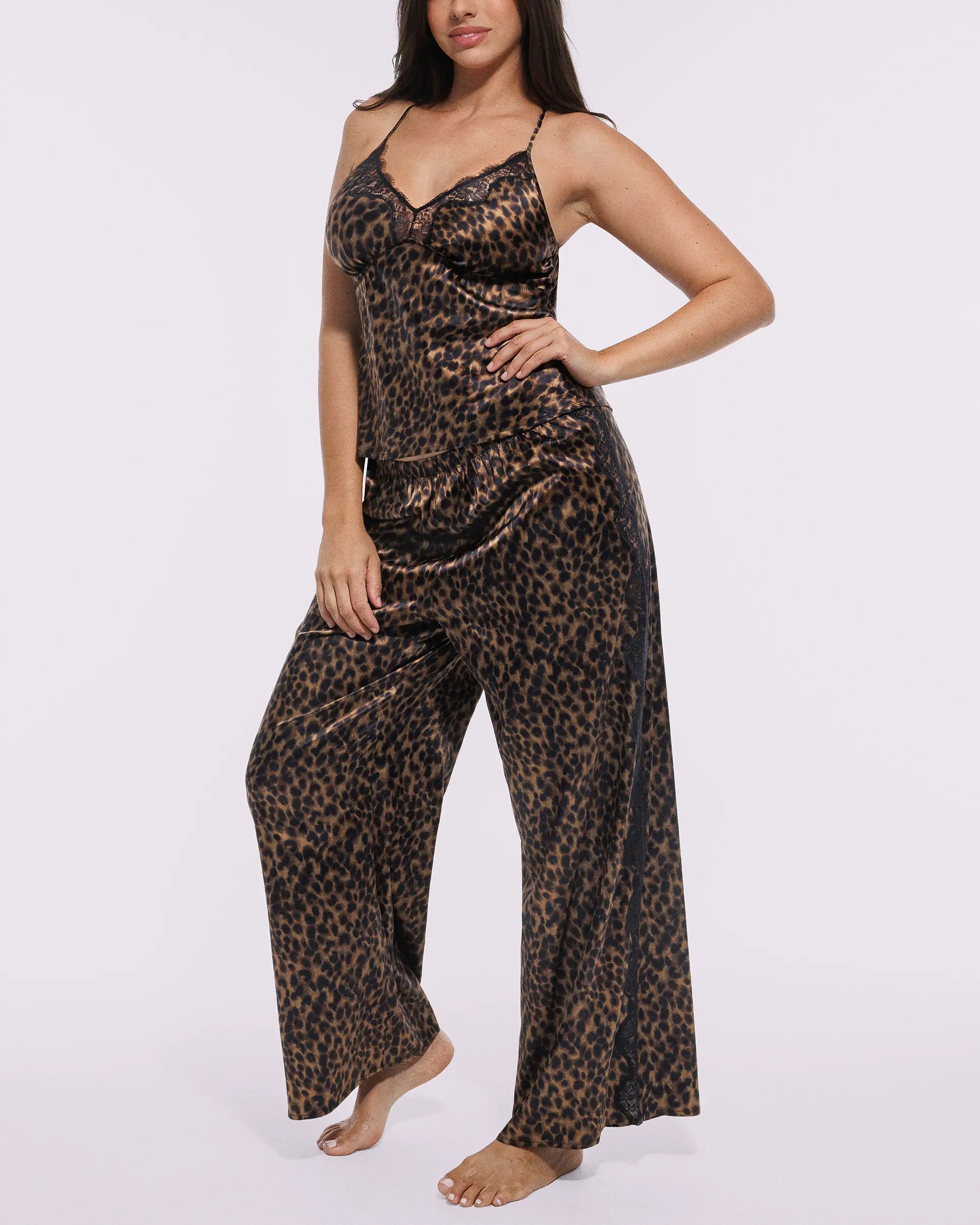 Bare Essentials™ Satin Lace Pajama Pants Set