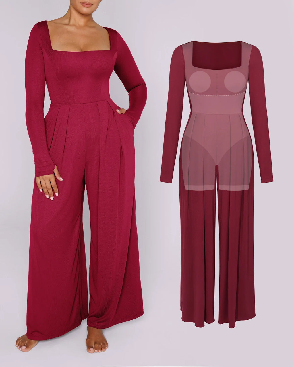 Bare Essentials™ AirSlim® Square Neckline Built-In Shaping Jumpsuit