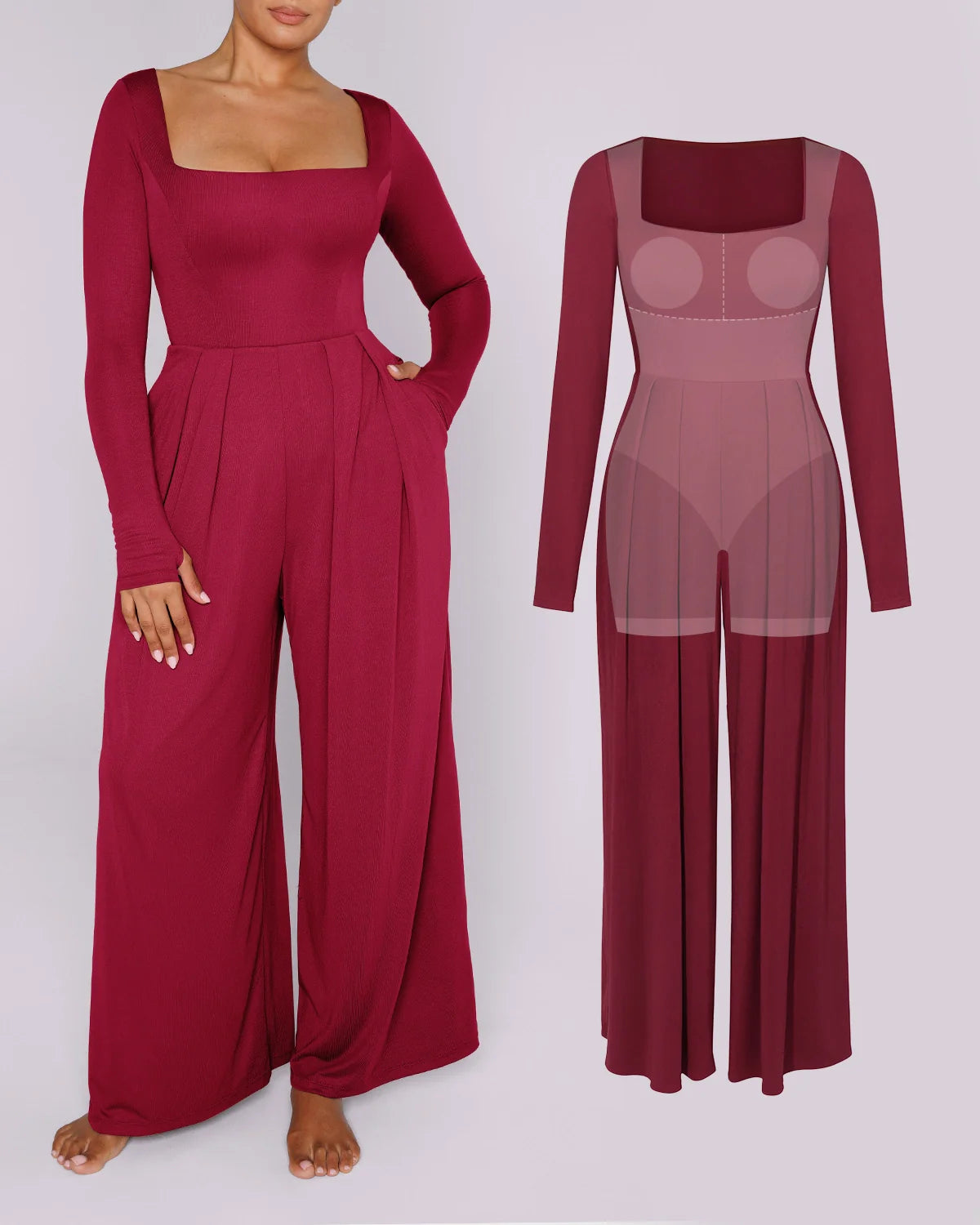 Bare Essentials™ AirSlim® Square Neckline Built-In Shaping Jumpsuit