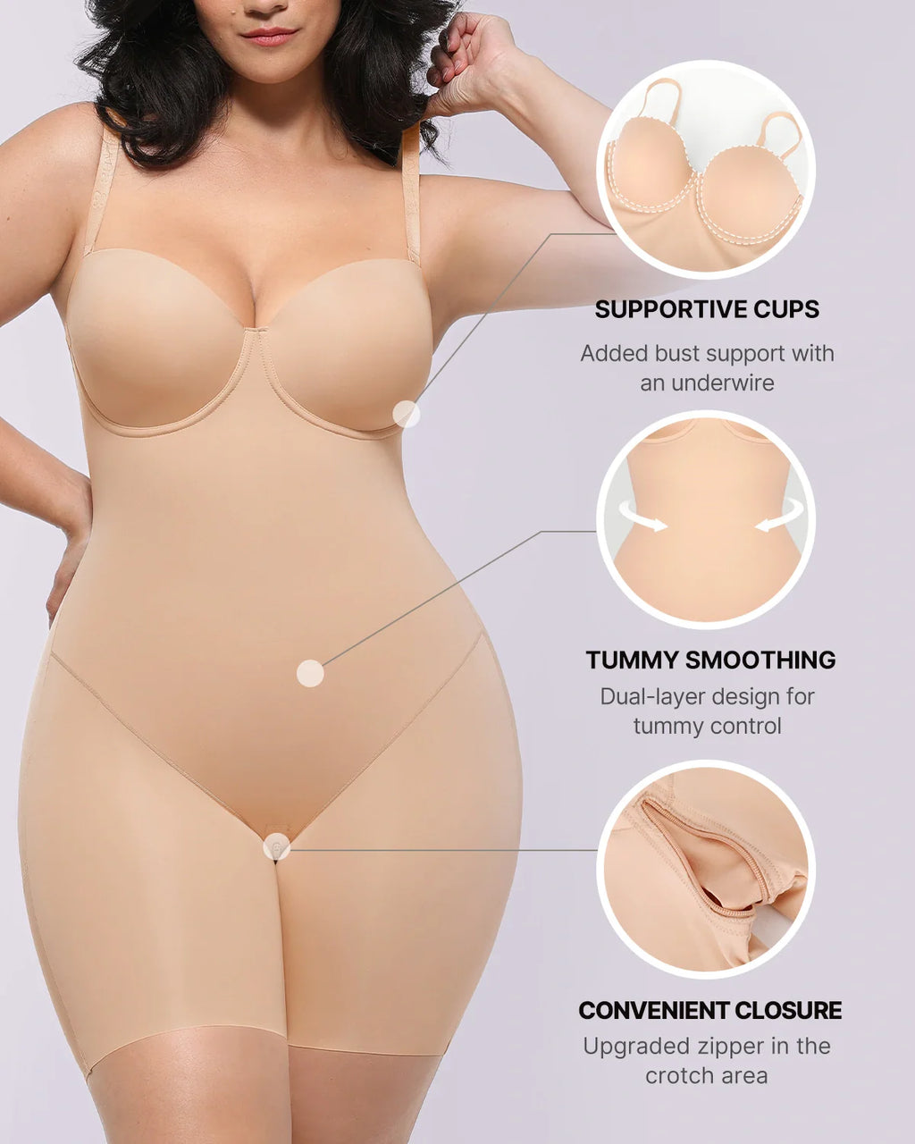 Bare Essentials™ AirSlim® Strapless Mid Thigh Bodysuit