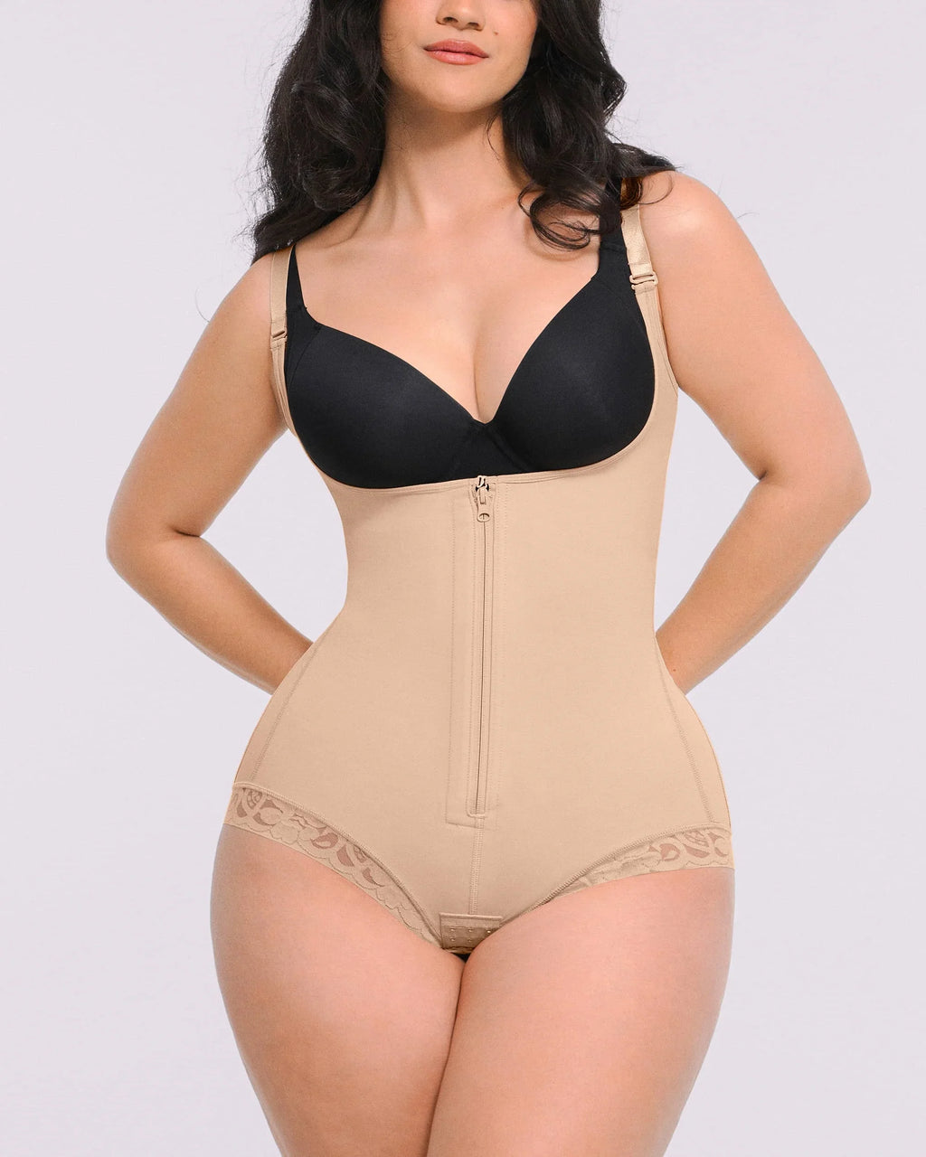 Bare Essentials™ AirSlim® Zipper Front Open Bust Brief Bodysuit