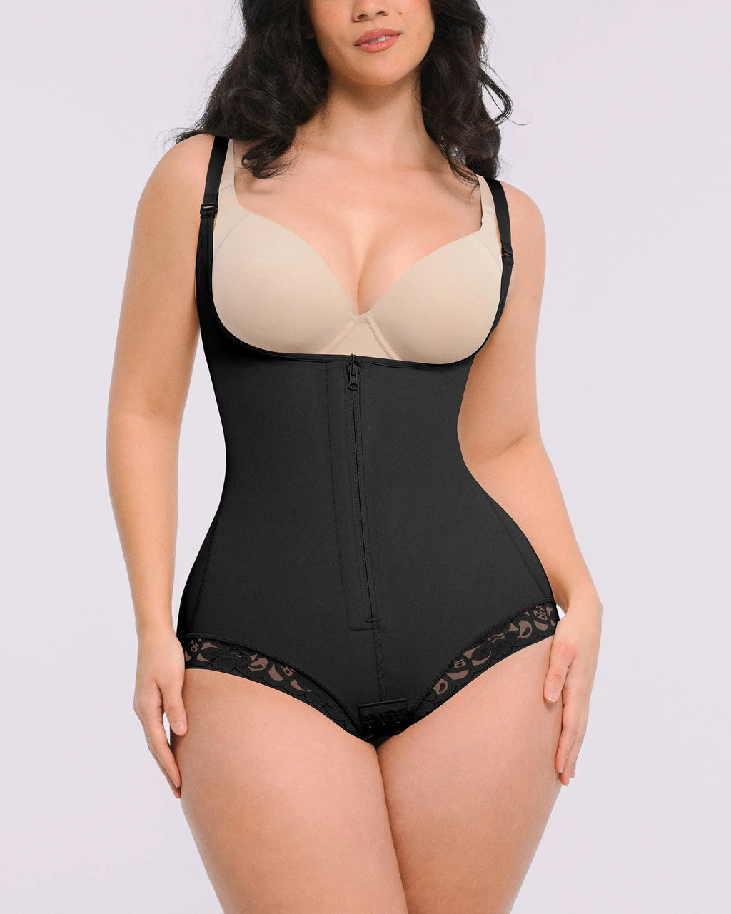 Bare Essentials™ AirSlim® Zipper Front Open Bust Brief Bodysuit