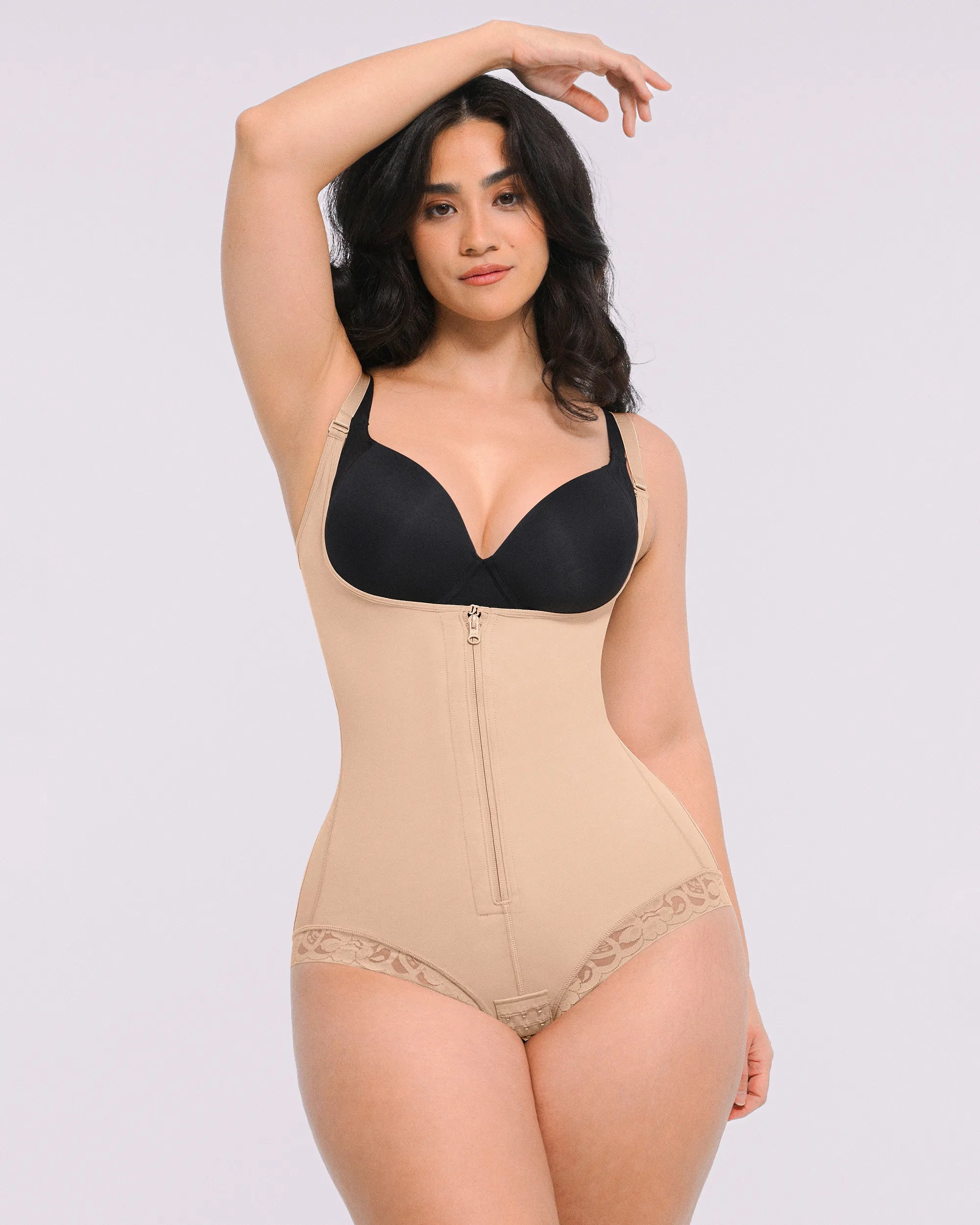 Bare Essentials™ AirSlim® Zipper Front Open Bust Brief Bodysuit