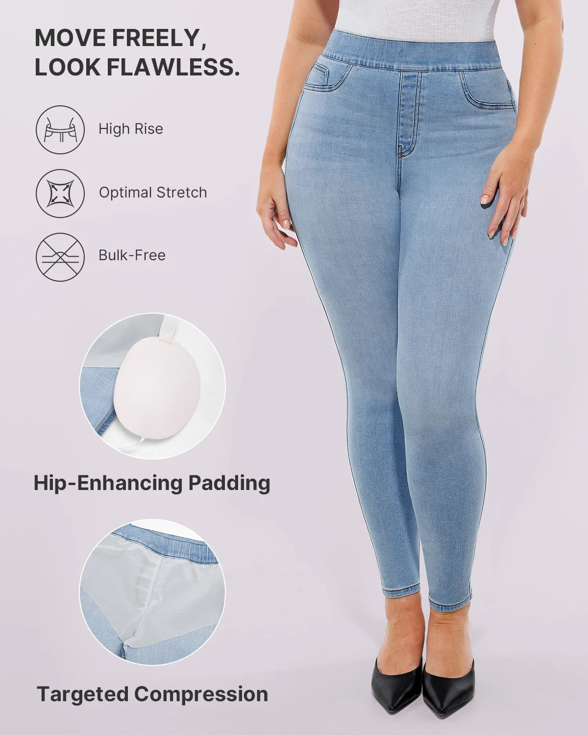 Bare Essentials™ High-Waisted Padded Hip Skinny Jeans