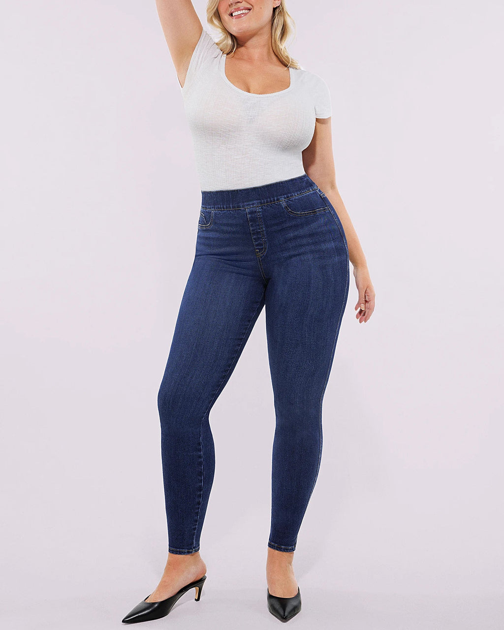 Bare Essentials™ High-Waisted Padded Hip Skinny Jeans