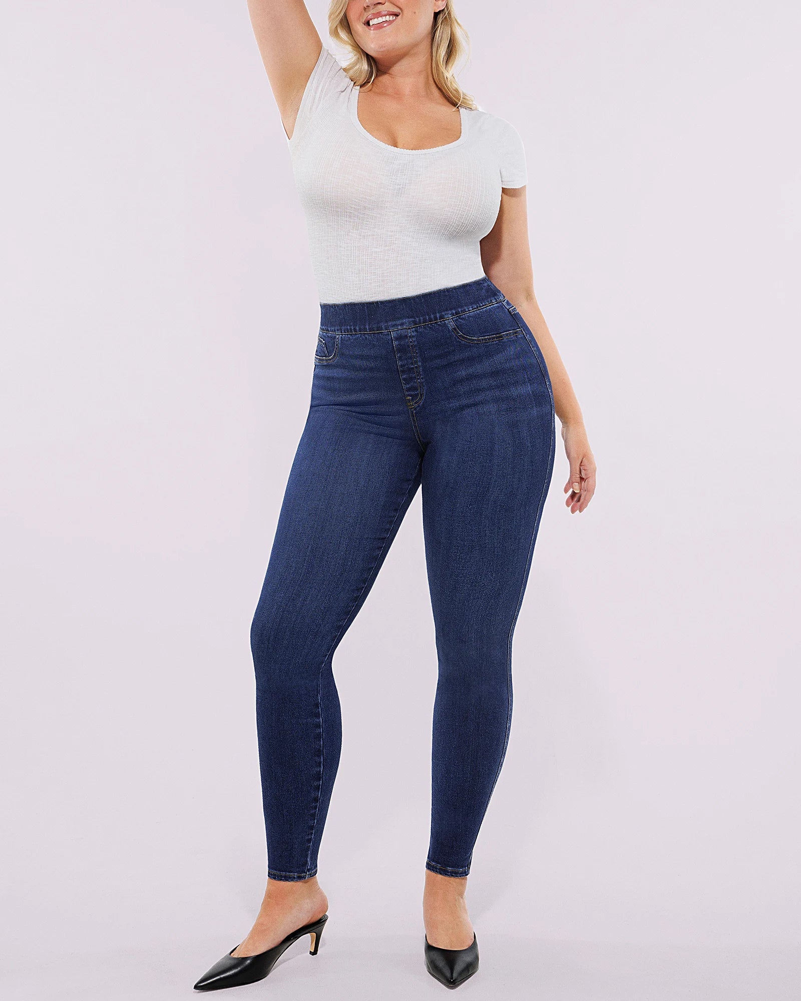 Bare Essentials™ High-Waisted Padded Hip Skinny Jeans