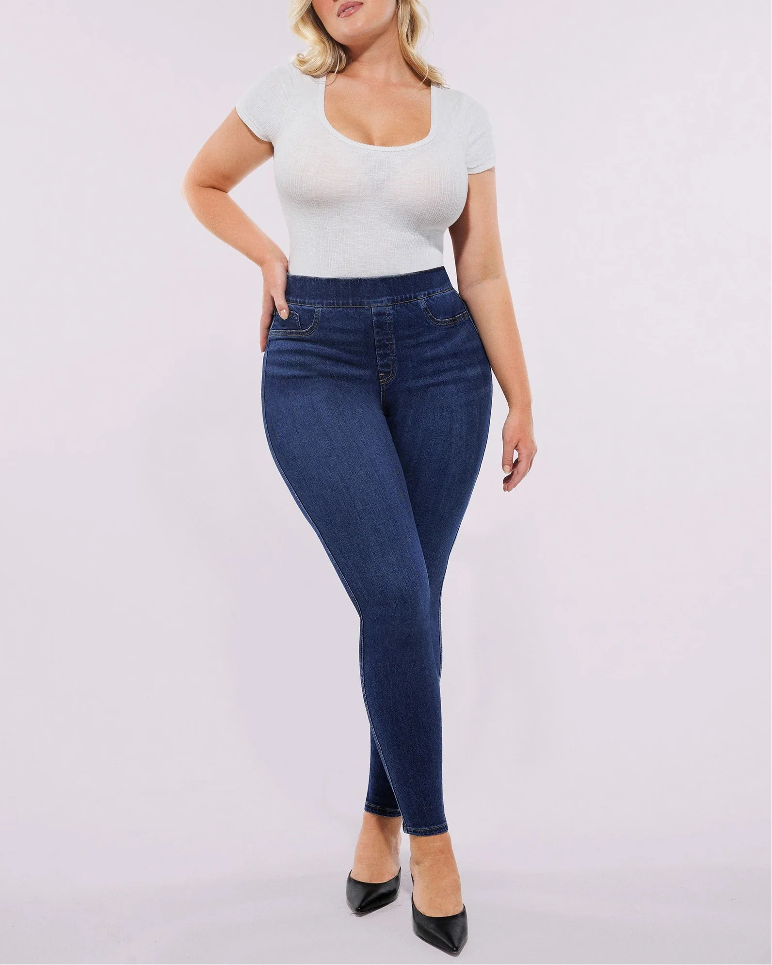Bare Essentials™ High-Waisted Padded Hip Skinny Jeans