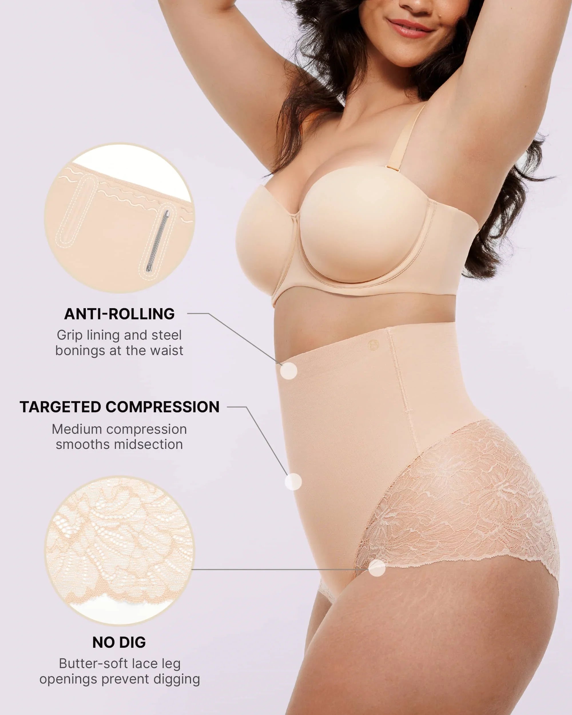 Bare Essentials™ MeshSmooth™ High-Waisted  Sheer Lace Brief