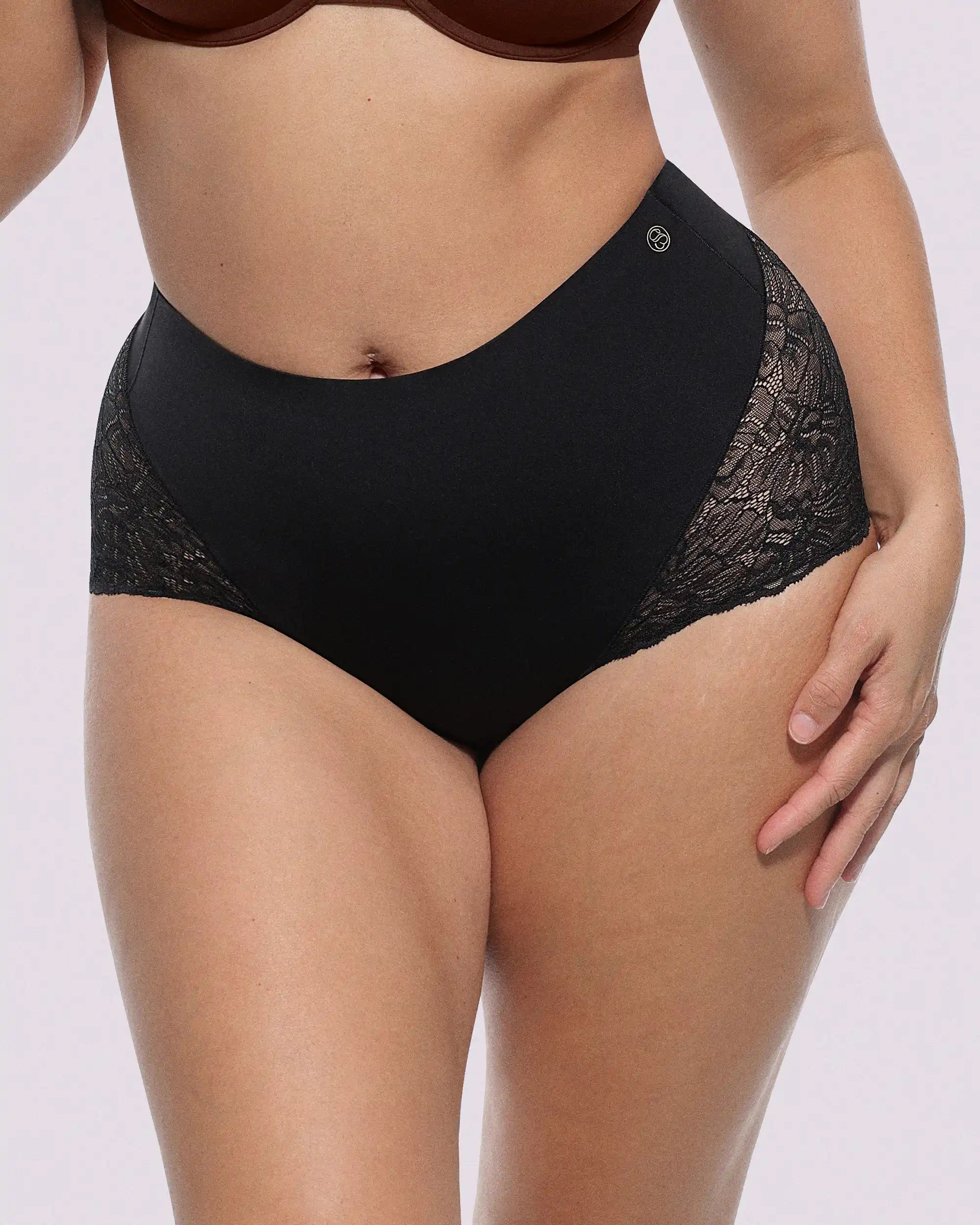 Bare Essentials™ MeshSmooth™ Mid-Waist Lace Brief