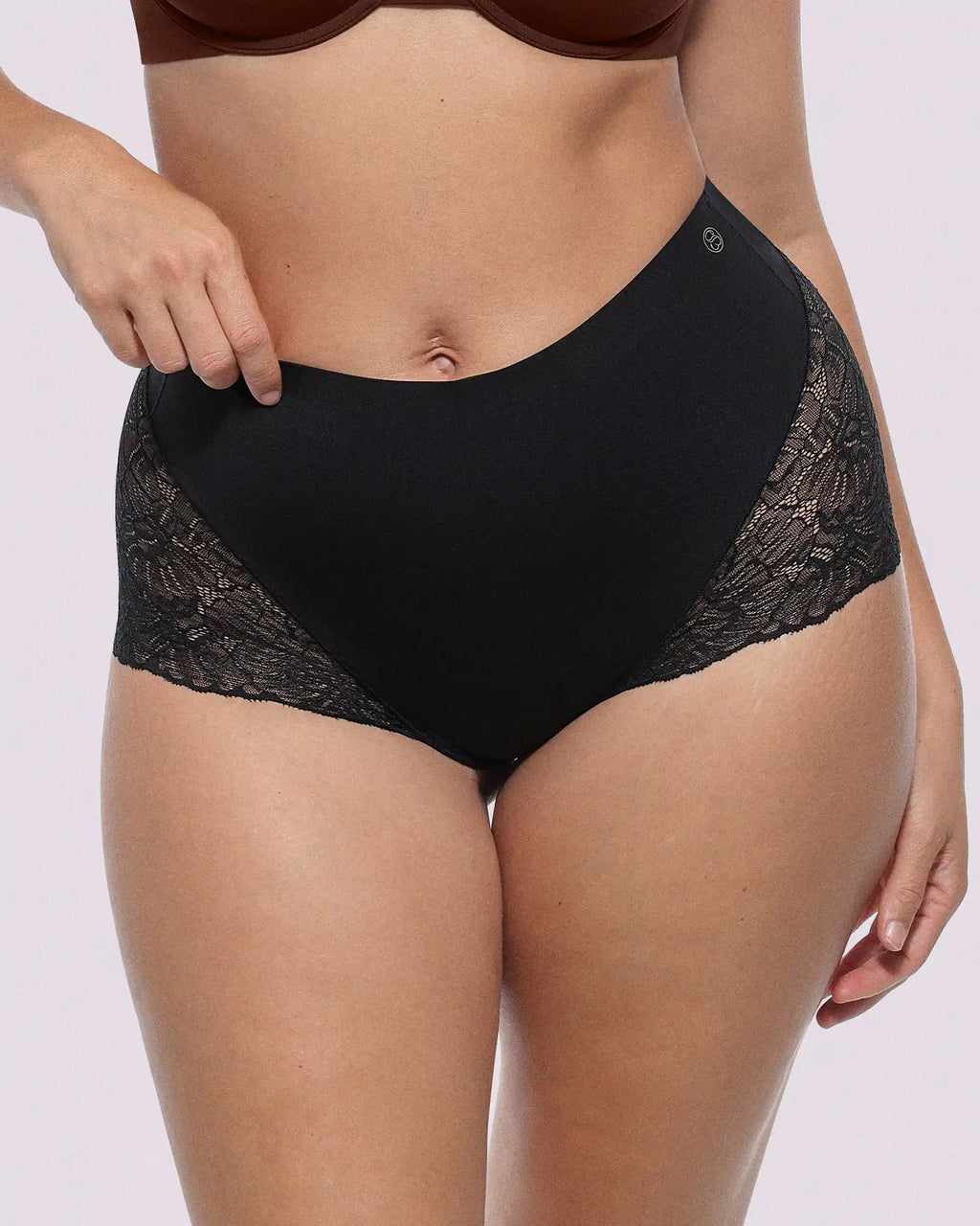 Bare Essentials™ MeshSmooth™ Mid-Waist Lace Brief