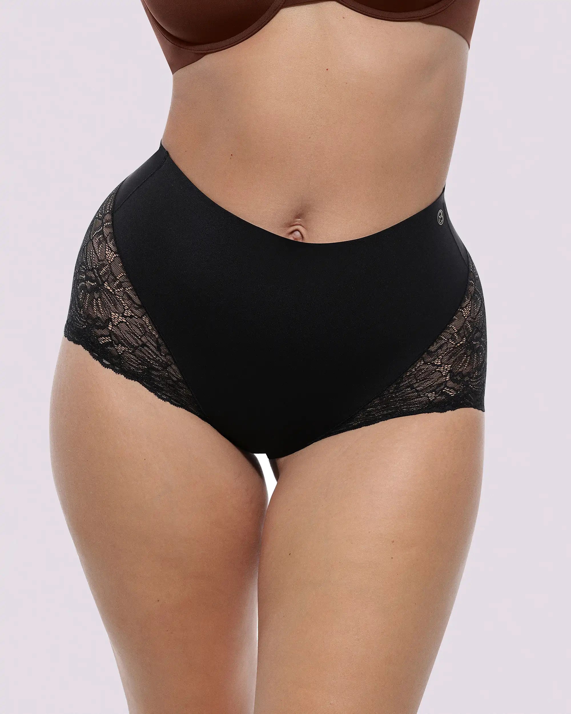 Bare Essentials™ MeshSmooth™ Mid-Waist Lace Brief