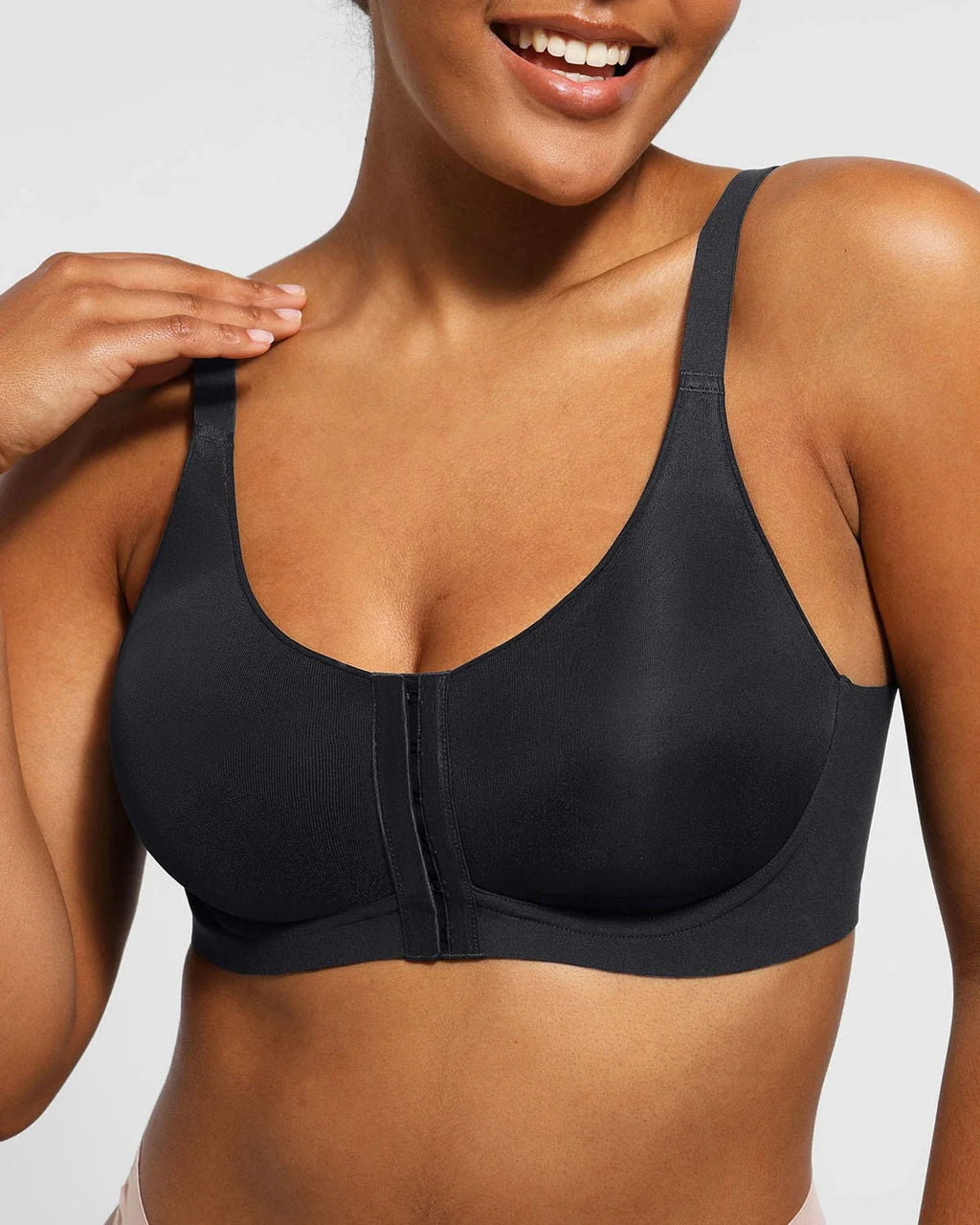 Bare Essentials™ Cream Touch™ Wireless Front-Hook Back Smooth Bra
