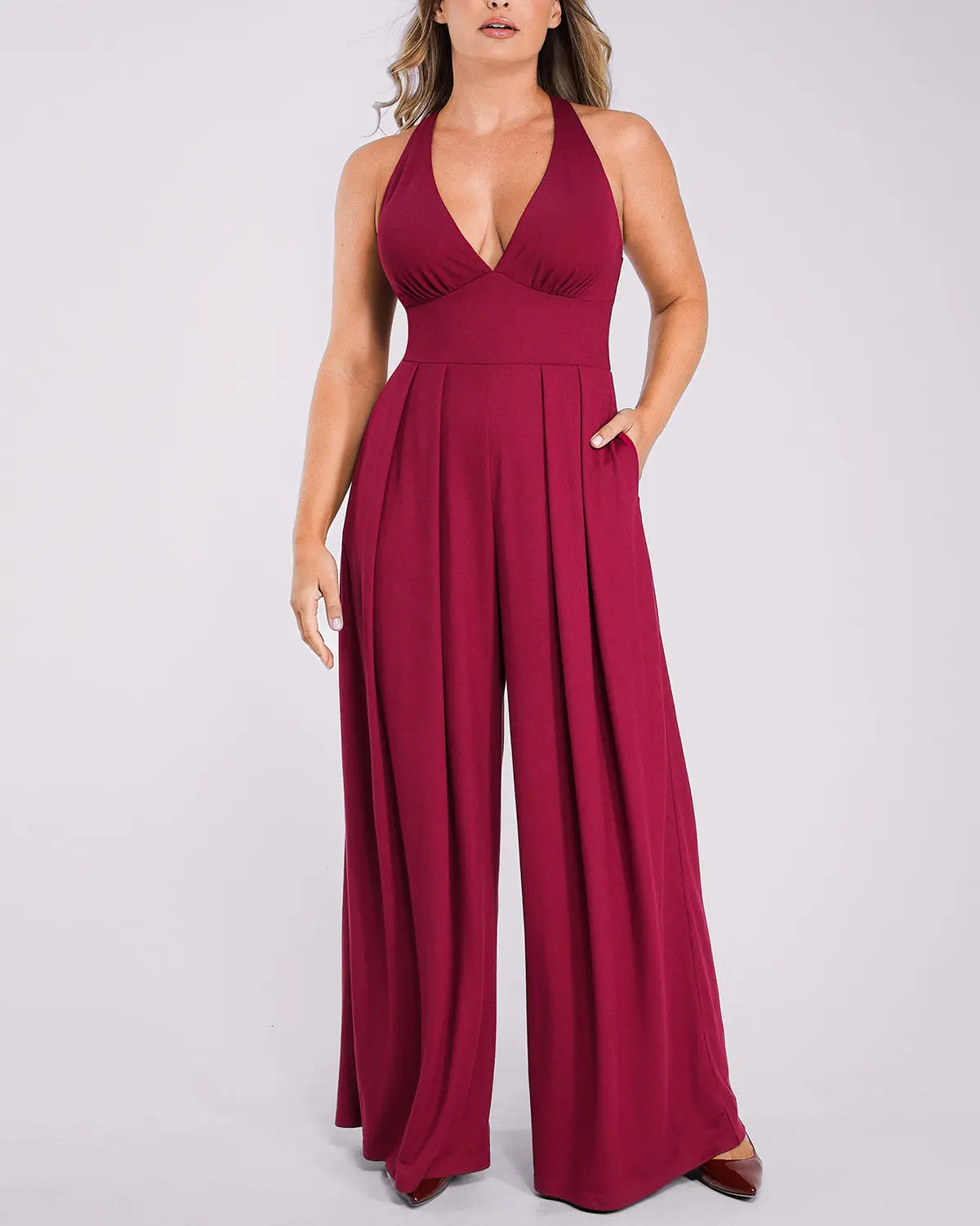 Bare Essentials™ AirSlim® Deep Plunge Built-In Shaping Jumpsuit