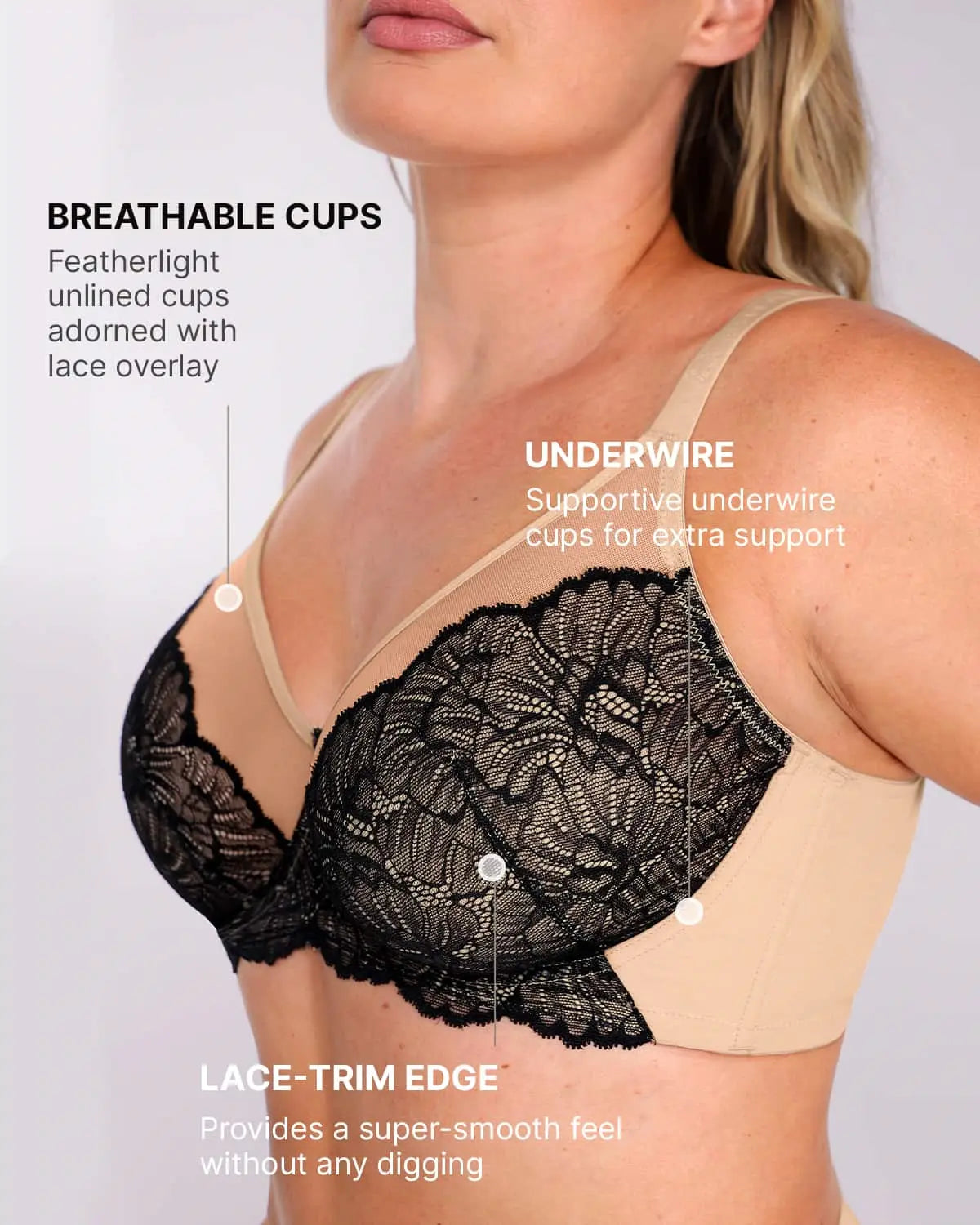 Bare Essentials™ AirSlim® Supportive Unlined Lace Underwired Bra