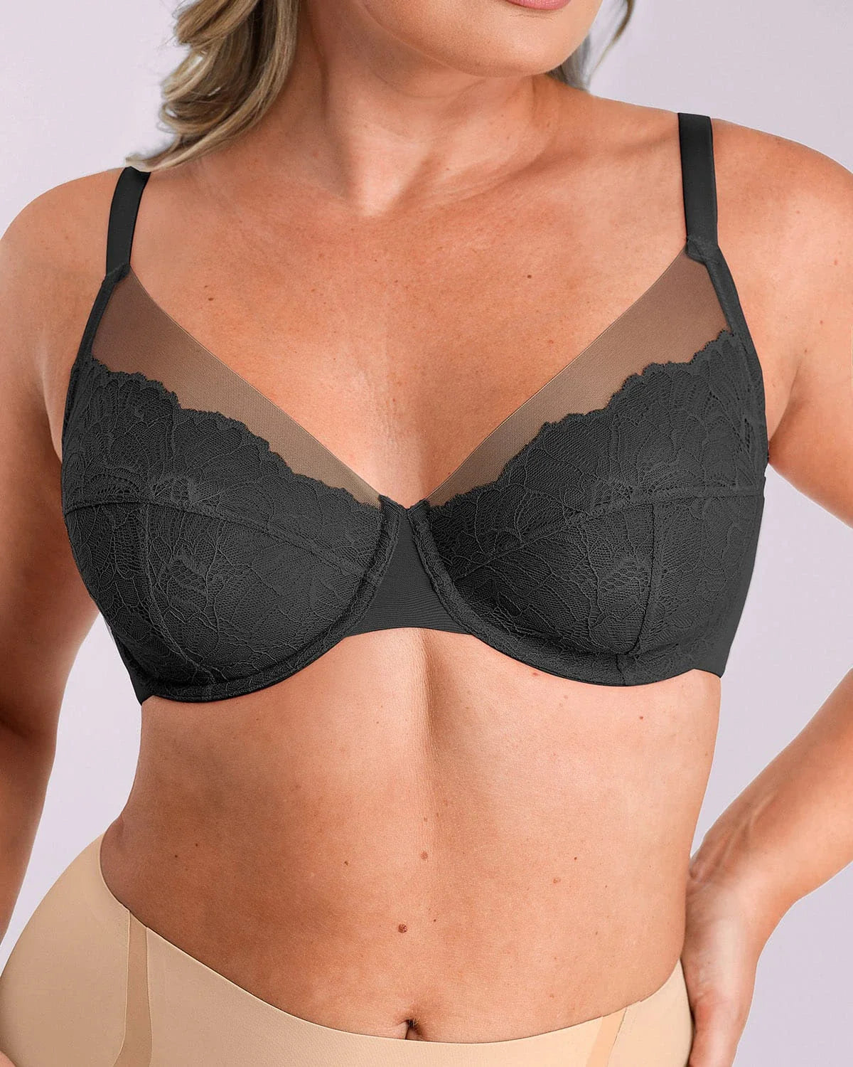Bare Essentials™ AirSlim® Unlined Lace Underwired Uplift Bra