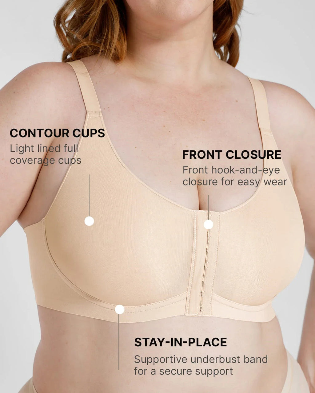 Bare Essentials™ Cream Touch™ Wireless Front-Hook Back Smooth Bra