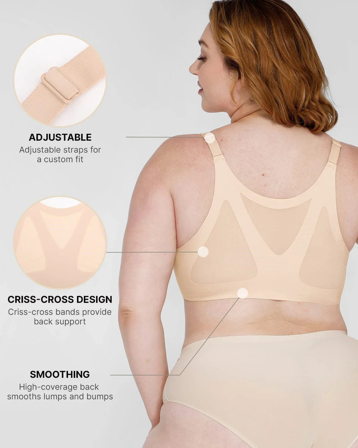 Bare Essentials™ Cream Touch™ Wireless Front-Hook Back Smooth Bra