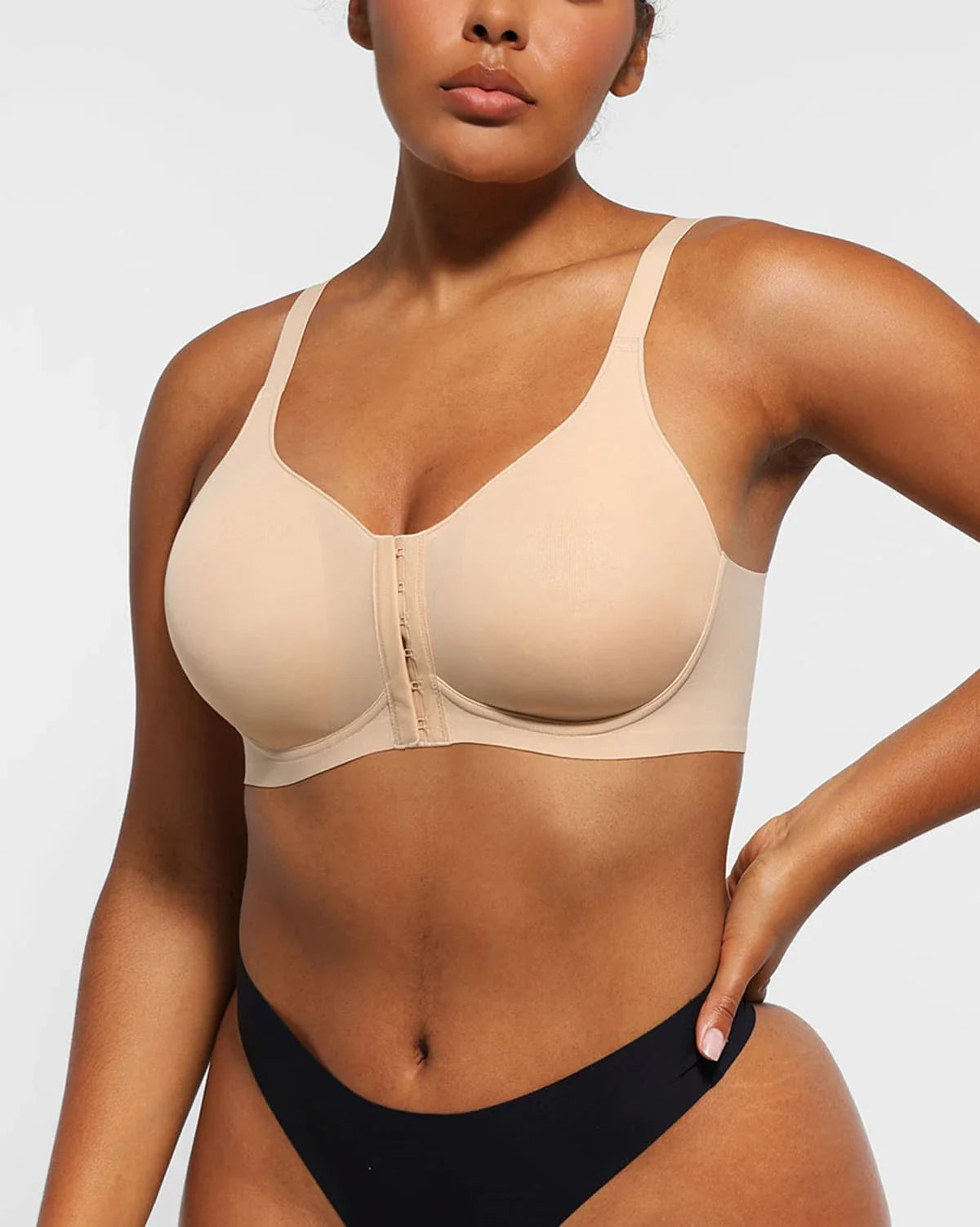 Bare Essentials™ Cream Touch™ Wireless Front-Hook Back Smooth Bra